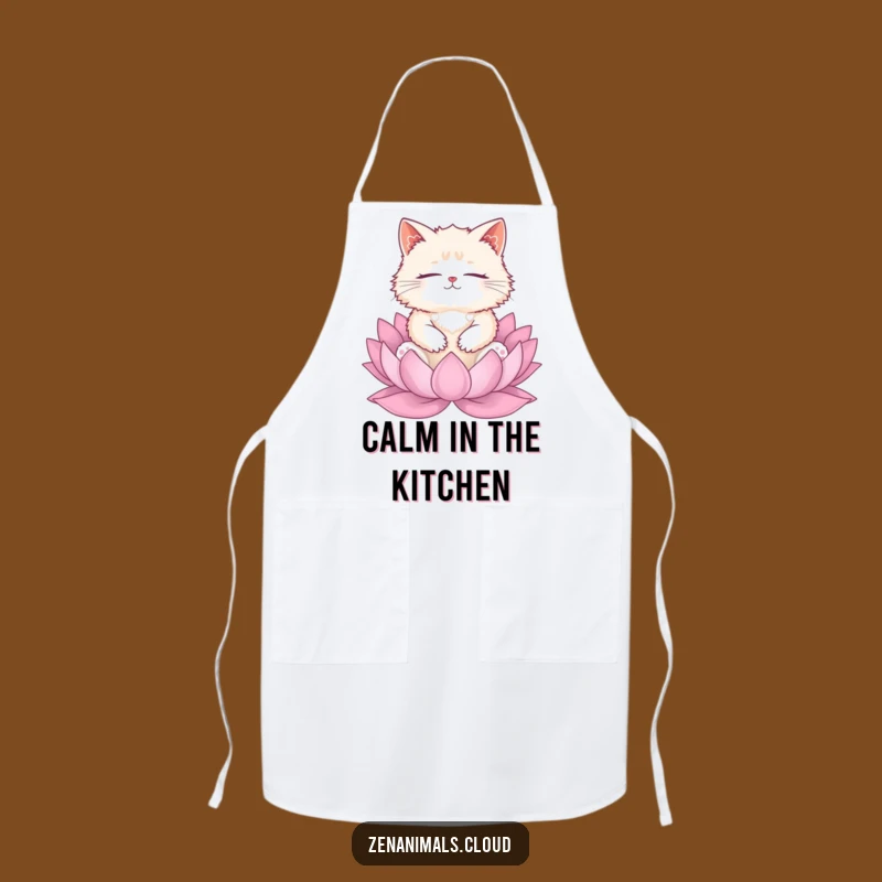 Funny Cat Meditation Apron: Zen Kitty Chef Wear, Hilarious Kitchen Gift