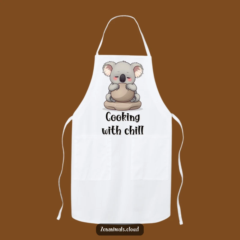 Funny Koala Chef Apron: Calm Hugging Meditation Stone Kitchen Bib, Gift