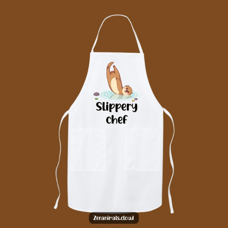 Funny Otter Apron: Kitchen Fun with Somersaulting Otter in Pond, Great Funny Gift