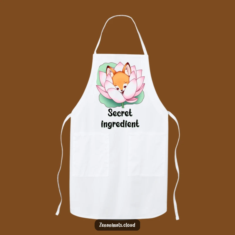 Funny Curious Fox Lotus Apron: Mystical Kitchen Wear, Ideal Funny Gift