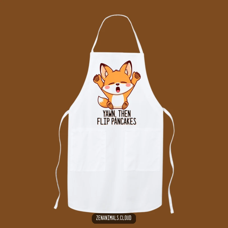 Funny Sleepy Fox Apron: Kitchen Yawn Fun, Hilarious Chef's Gift