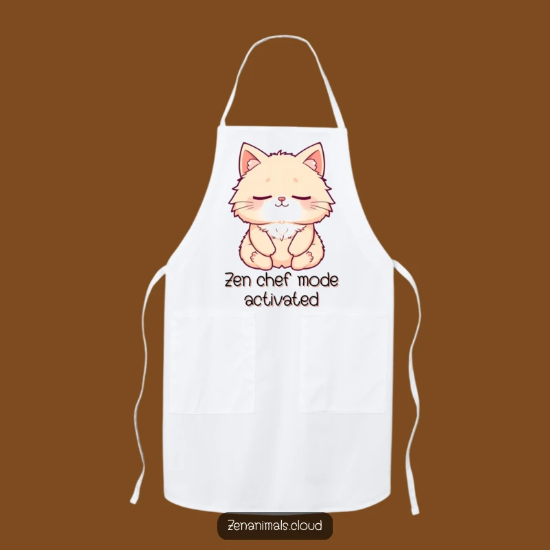 Funny Zen Cat Apron: Kitchen Meditation & Smile Wear, Hilarious Chef's Gift
