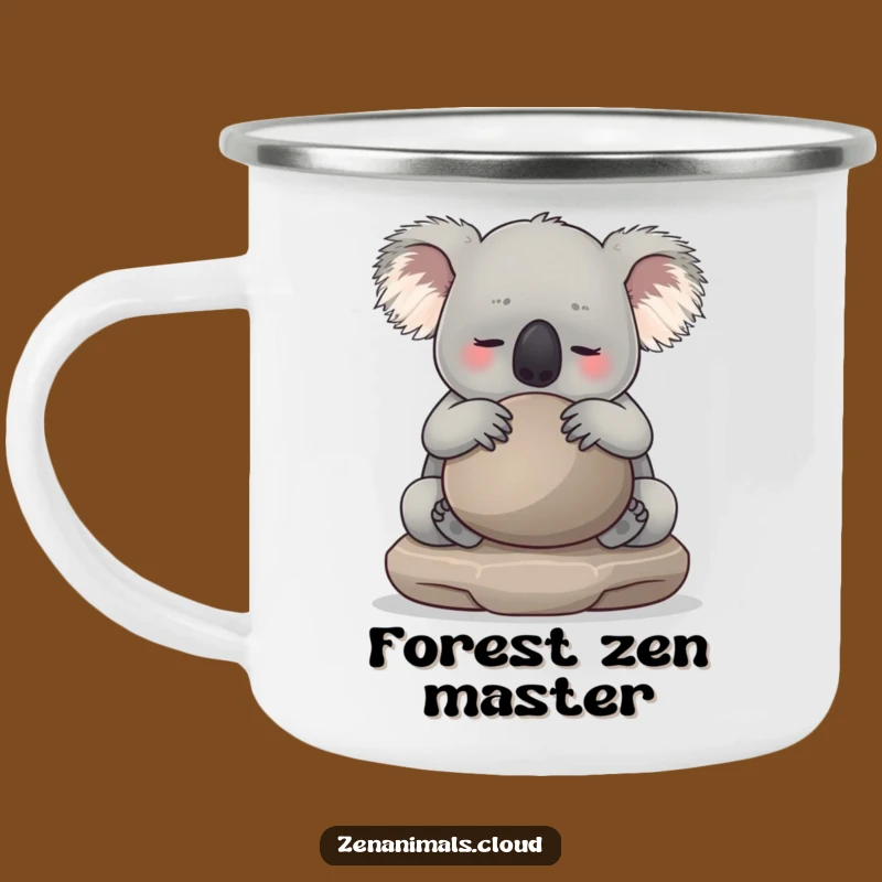 Funny Koala Camping Mug: Durable Hugging Meditation Stone Enamel Cup, Gift