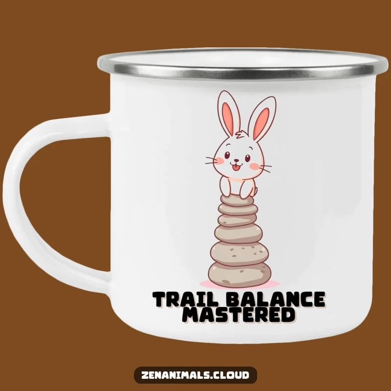 Funny Bunny Balance Camping Mug: Cheerful Pebble Stacker, Outdoor Humorous Gift