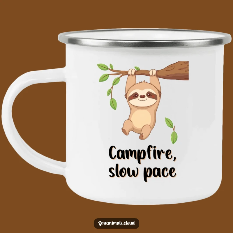 Funny Contented Sloth Camping Mug: Relaxed Outdoor Adventures