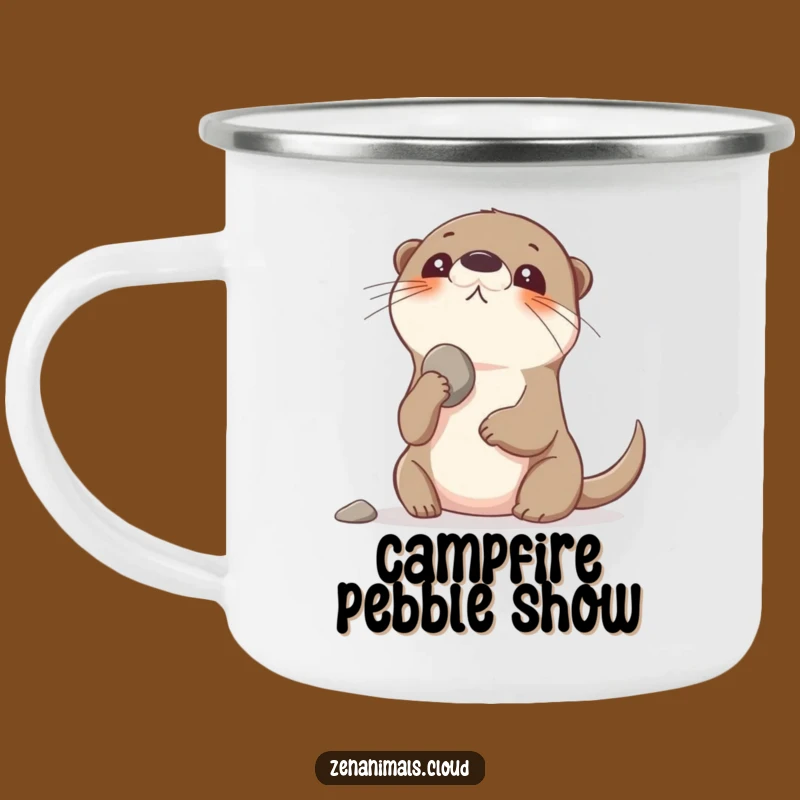 Funny Otter Balancing Pebble Camping Mug - Adventure Ready Humorous Drinkware