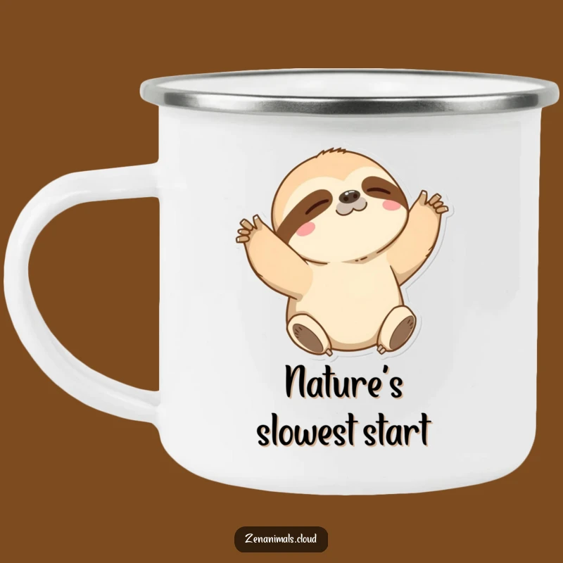 Funny Sloth Stretching Camping Mug: Adventure Fuelled by Slow and Steady Humor