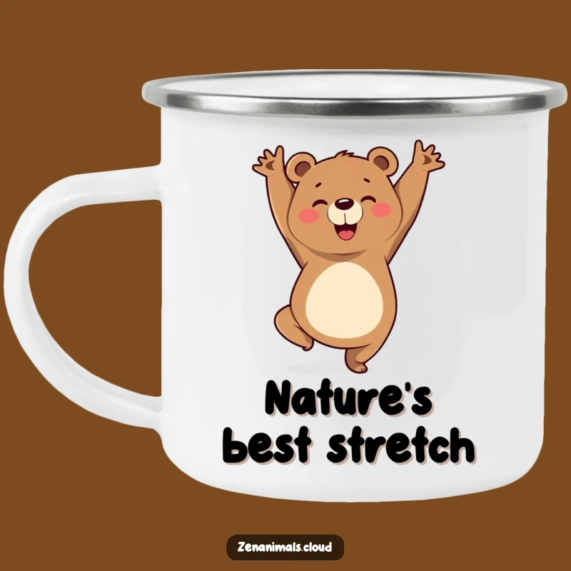 Funny Yoga Bear Camping Mug: Durable Triumphant Yogi Enamel Cup, Outdoor Funny Gift