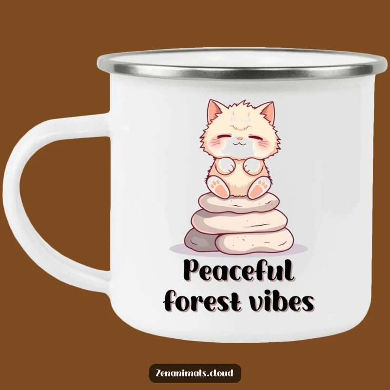 Funny Zen Cat Camping Mug: Outdoorsy Feline Adventure Mug
