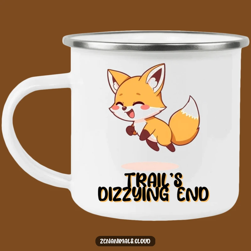 Funny Fox Tail Chasing Camping Mug: Giggling Foxy Fun, Outdoor Humorous Gift