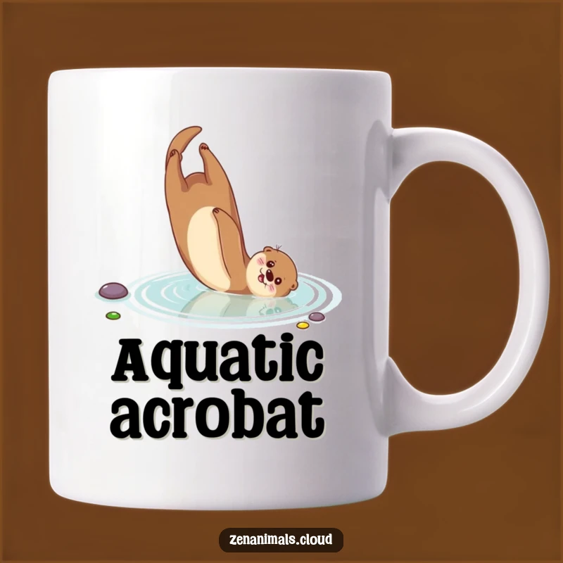 Funny Otter Mug: Playful Somersaulting Otter in Pond, A Perfect Funny Gift