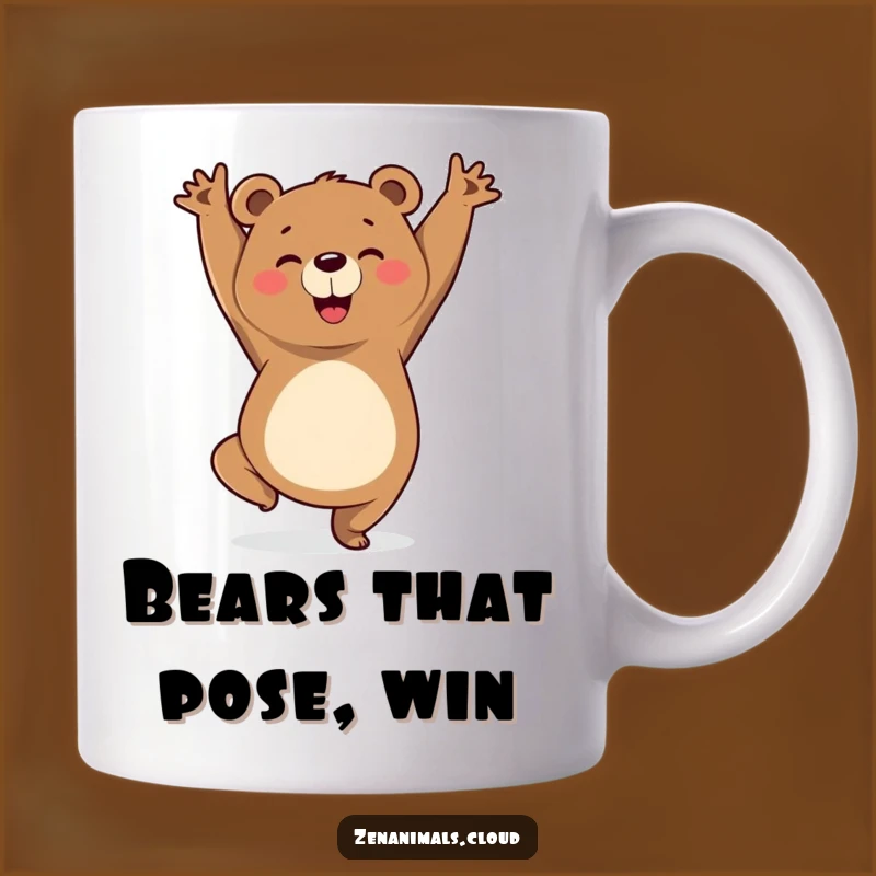 Funny Yoga Bear Mug: Triumphant Pose Bear for Your Zen Morning Coffee Gift