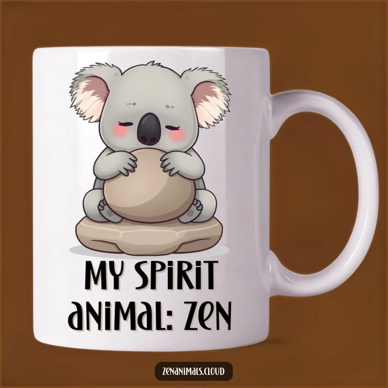 Funny Koala Meditation Mug: Calm Hugging Stone Design, Perfect Zen Gift