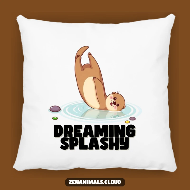 Funny Otter Pillow: Soft Somersaulting Otter in Pond, Comfy Funny Gift Decor