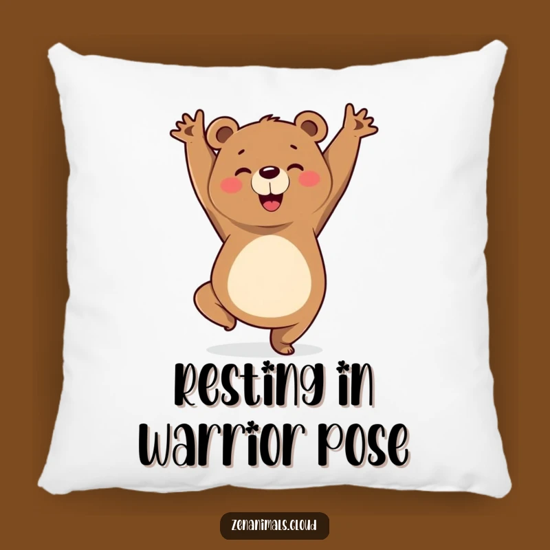 Funny Yoga Bear Pillow: Soft Triumphant Yogi Bear Cushion, Cozy Funny Gift