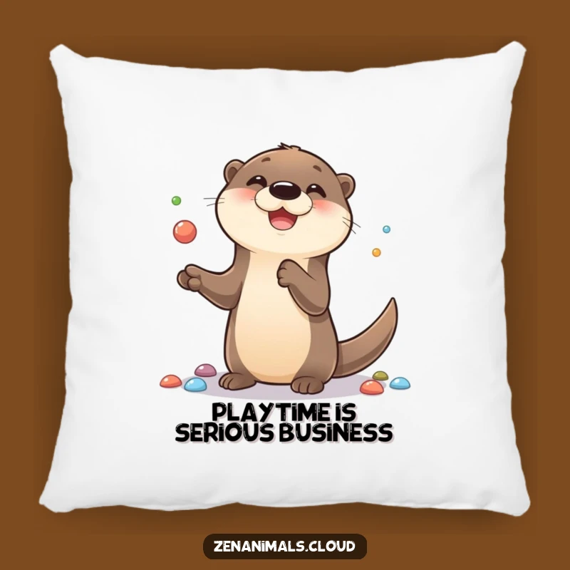 Funny Otter Pillow: Soft Juggling Otter Cushion, Cozy & Playful Funny Gift