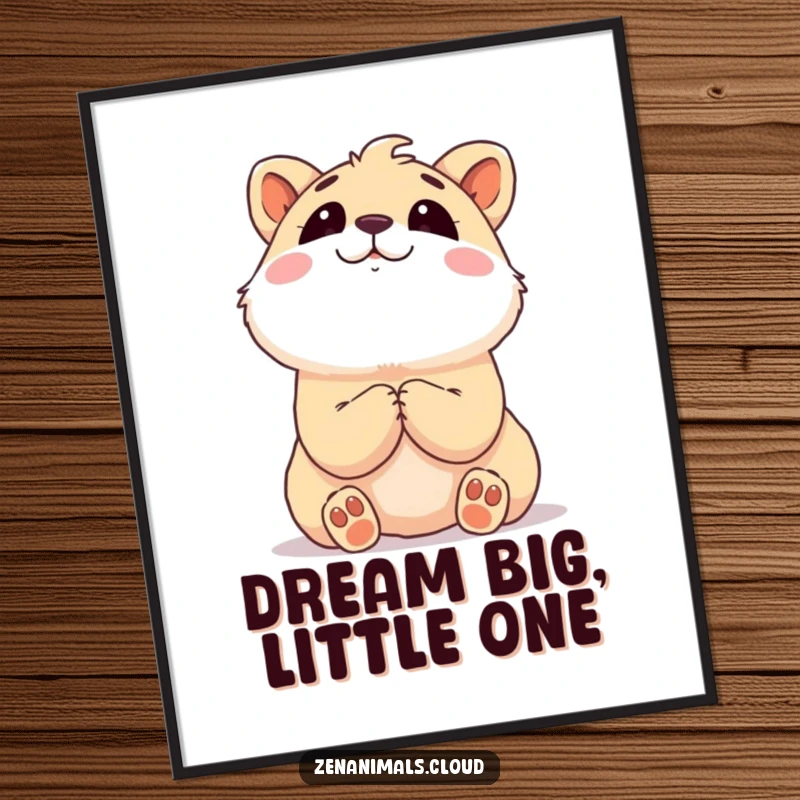Funny animal with clasped paws looking upwards dreamily, a downloadable digital art print.
