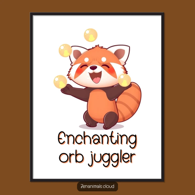 Funny Red Panda Juggling Digital Art: Hilarious Orb Print