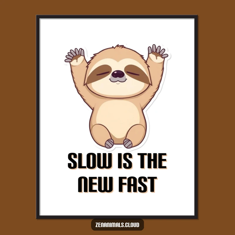 Funny Sloth Digital Art: Printable Stretching Sloth Decor, Instant Humorous Gift