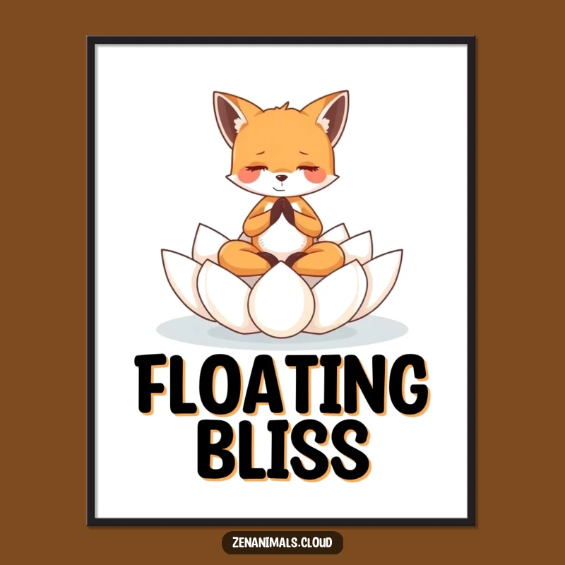 Funny Tiny Fox Meditation Lotus Digital Art - Instant Zen Decor