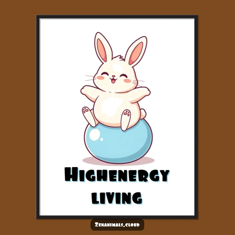 Funny Plump Bunny Yoga Ball Digital Art - Instant Energetic Decor
