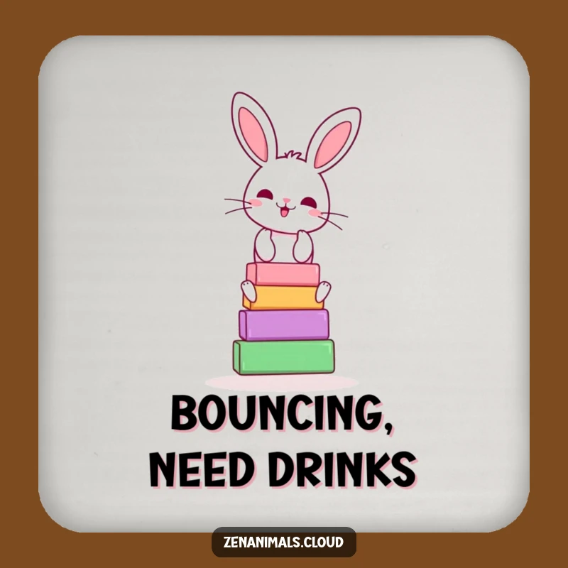 Funny Bunny Yoga Drink Coaster: Cheerful Balancer Table Protector, Humorous Gift