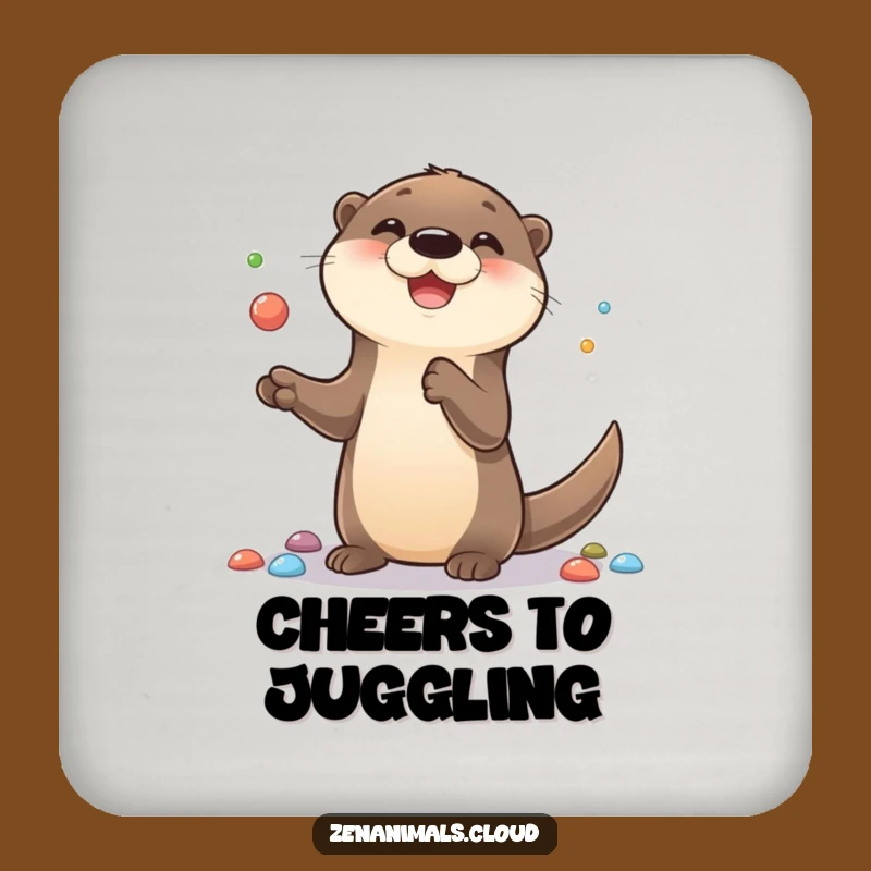 Funny Otter Coaster Set: Protect Surfaces with Juggling Otter Charm