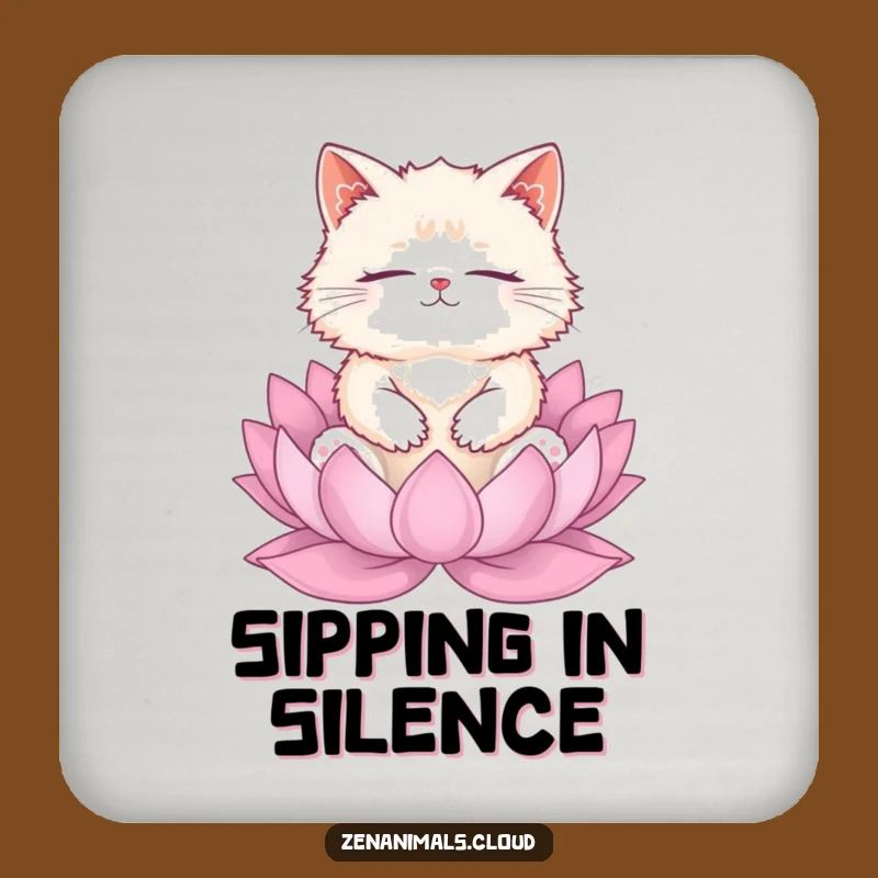 Funny Cat Meditation Drink Coaster: Zen Kitty Table Protector, Humorous Gift