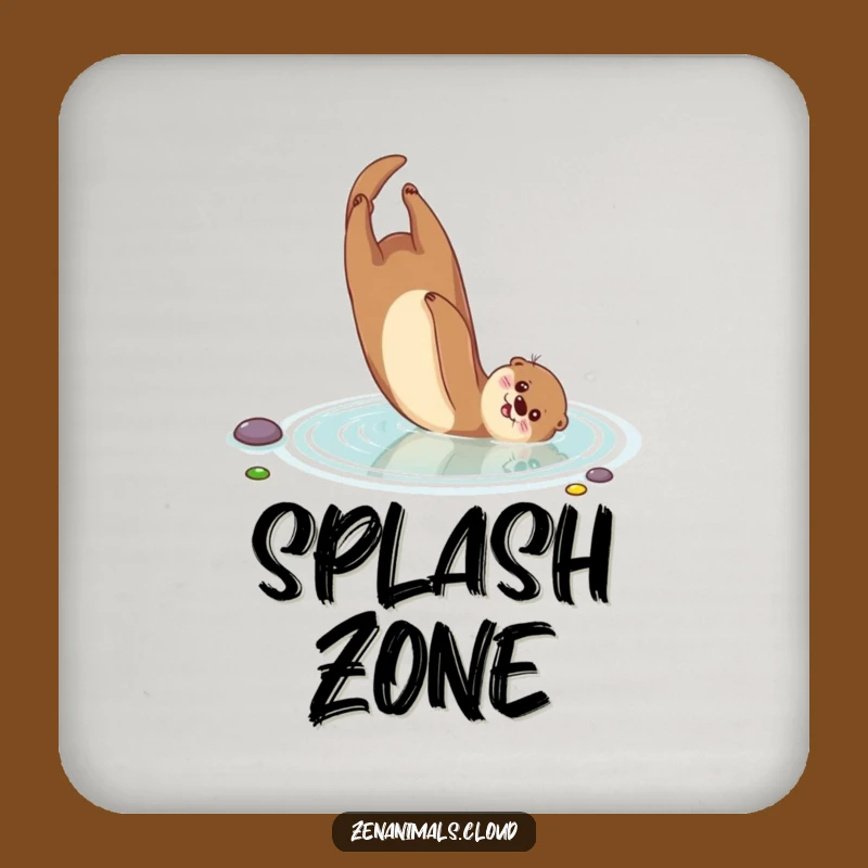 Funny Otter Coasters: Protect Surfaces with Somersaulting Otter in Pond, Unique Funny Gift Set