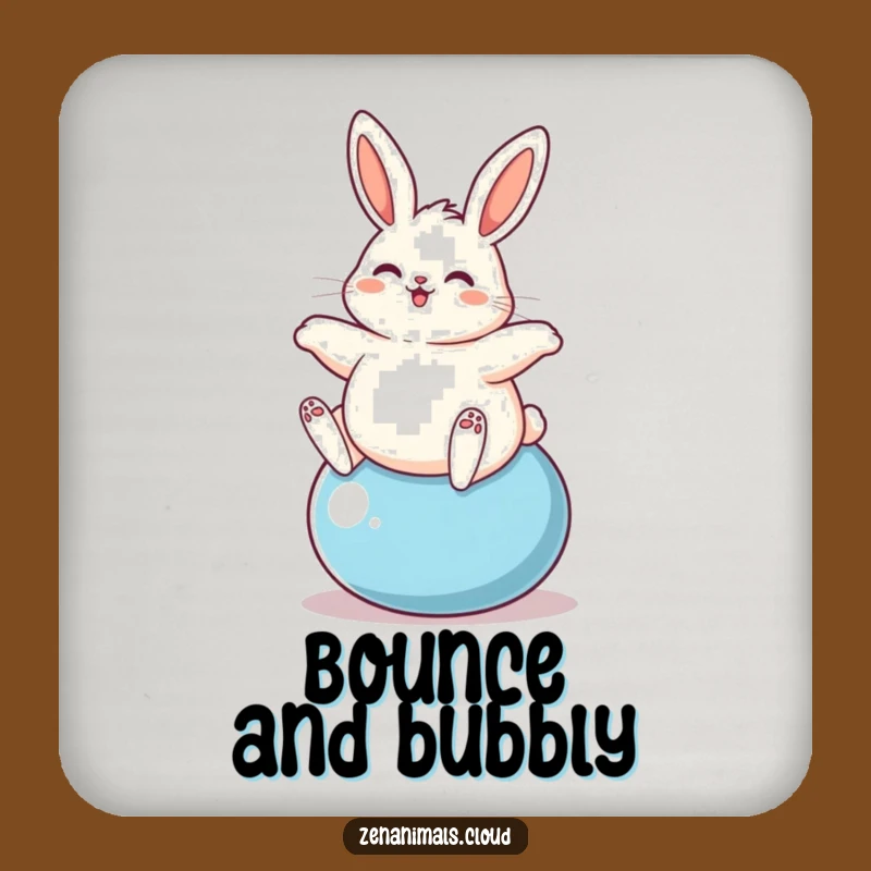 Funny Plump Bunny Yoga Ball Drink Coaster - Protect Surfaces with Bounce