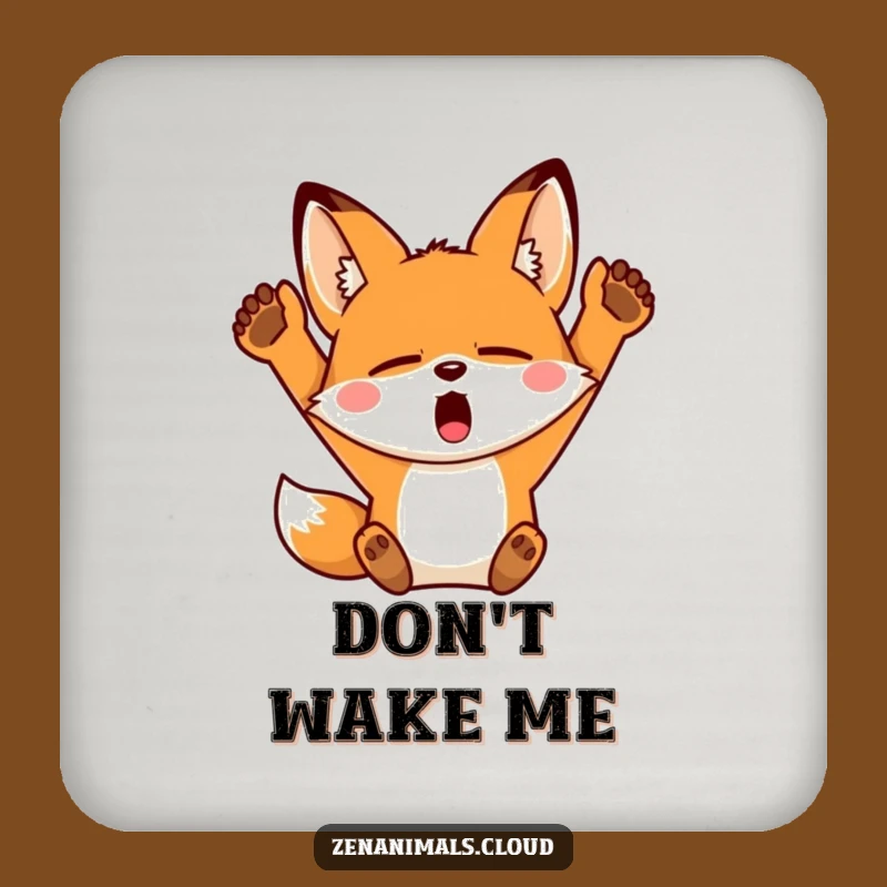 Funny Sleepy Fox Coasters: Protect Surfaces with Yawn, Set of Humorous Gifts