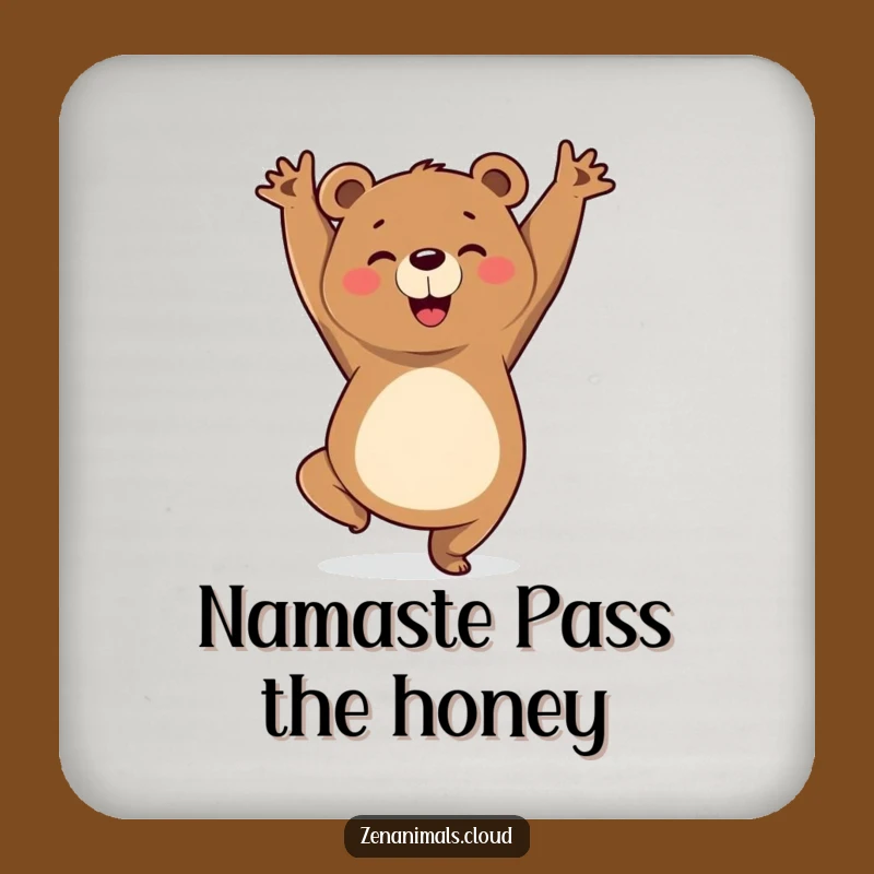 Funny Yoga Bear Coaster Set: Protect Surfaces with Triumphant Yogi Charm