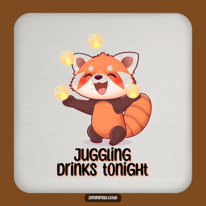 Funny Red Panda Juggling Coasters: Hilarious Orb Drink Protection