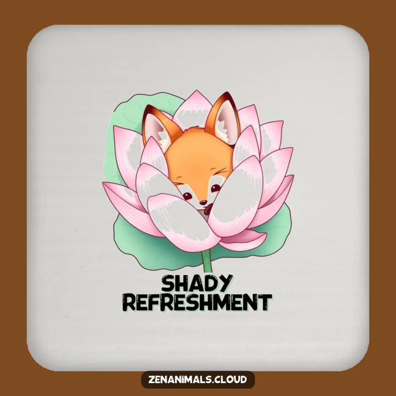 Funny Curious Fox Lotus Coasters: Mystical Surface Protection, Set Gift