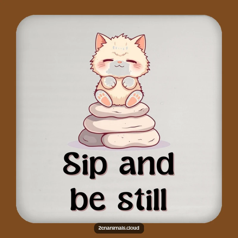 Funny Zen Cat Drink Coaster: Protect Surfaces with Feline Humor