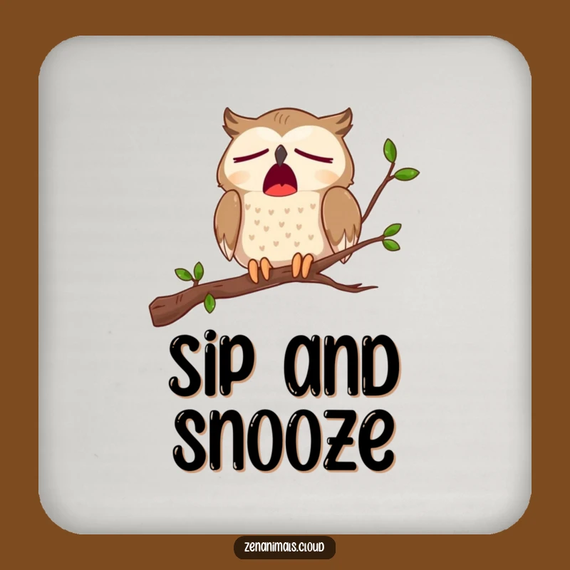 Funny Sleepy Owl Yawn Coaster - Protect Surfaces with Comical Slumber, Quirky Drinkware, Funny Gift