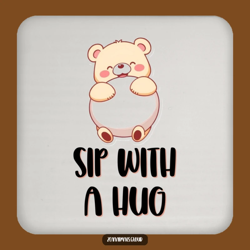 Funny Bear Hug Drink Coaster - Hilarious Protection for Surfaces