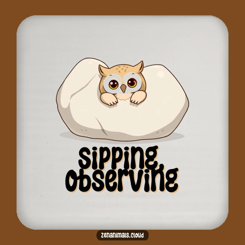 Funny Curious Owl Coasters: Protect Surfaces with Peeking, Set of Humorous Gifts