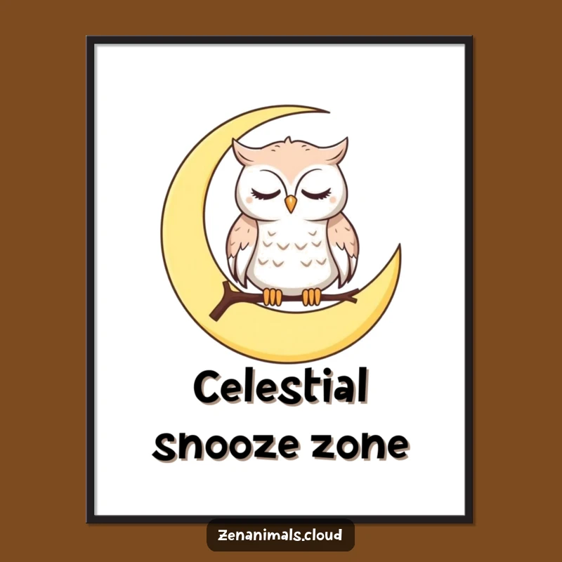 Funny Owl Moon Poster: Serene Wall Art, A Peaceful Funny Gift