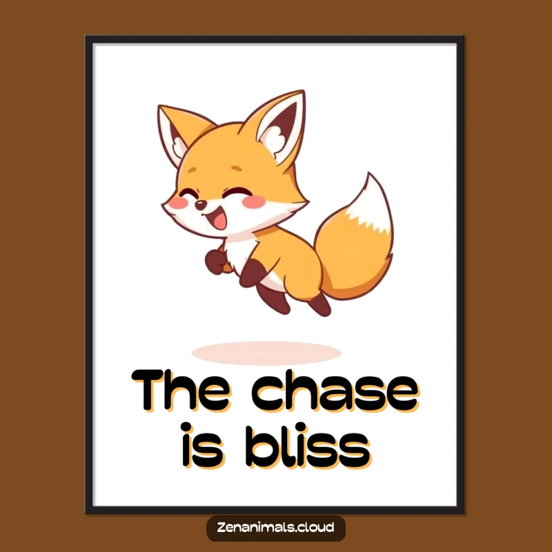 Funny Fox Tail Chasing Poster: Giggling Foxy Art, Hilarious Wall Decor Gift