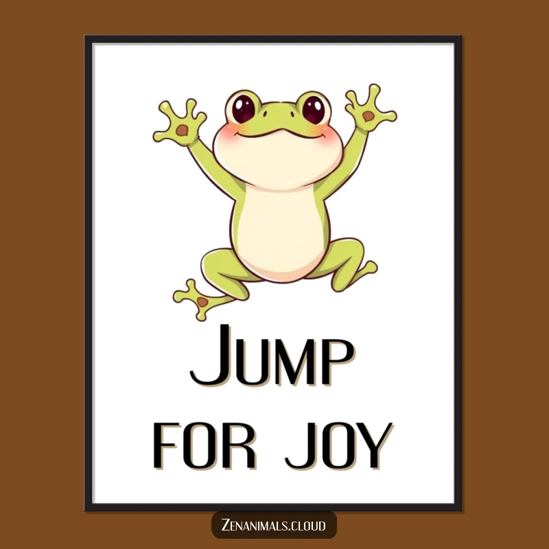 Funny Frog Leaping Poster: Dynamic Amphibian Art for Walls, Perfect Funny Gift