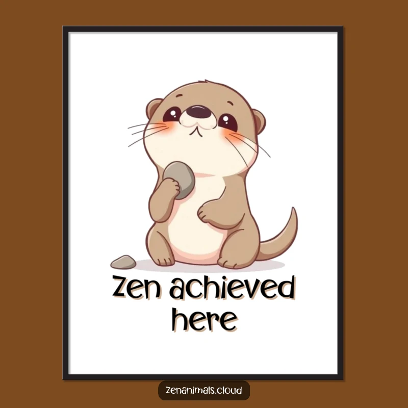 Funny Otter Balancing Pebble Poster - Humorous Wall Art for Cheerful Spaces