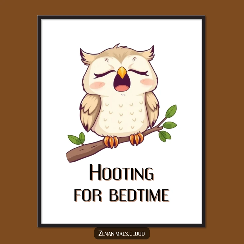 Funny Sleepy Owl Poster: Wide Yawn Branch Art, Hilarious Wall Decor Gift