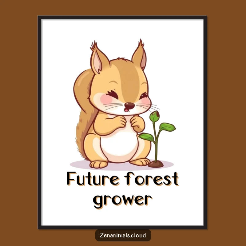 Funny Squirrel Sprout Poster: Intriguing Nature Art for Walls, Perfect Funny Gift