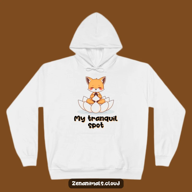 Funny Tiny Fox Meditation Lotus Hoodie - Cozy Zen & Humor