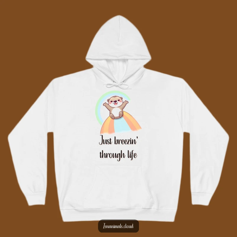 Cozy Funny Otter Rainbow Hoodie - Warm & Joyful Gift for All Ages