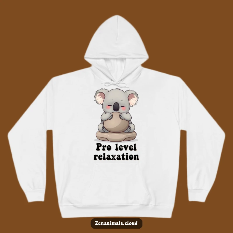 Cozy Funny Koala Hoodie: Calm Hugging Meditation Stone Sweatshirt, Perfect Gift