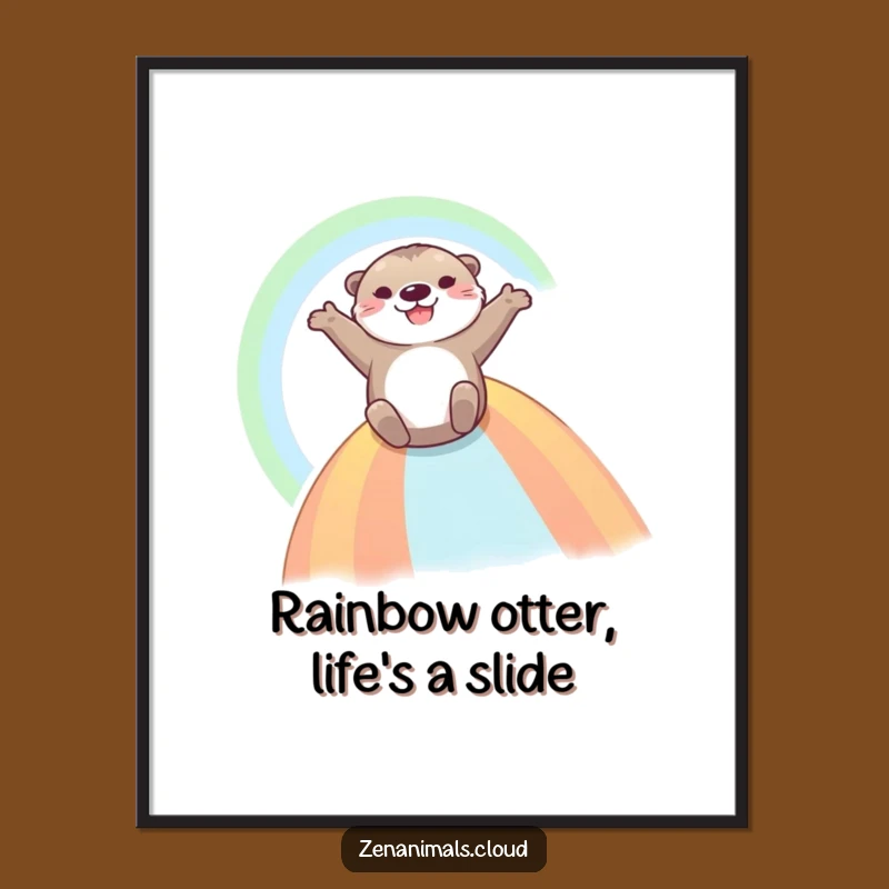 Free Printable Otter Rainbow Wall Art: Funny Downloadable Poster for Joyful Decor!
