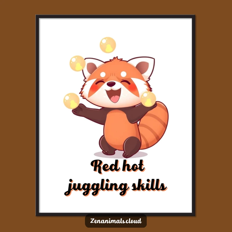 Free Printable Wall Art: Juggling Red Panda's Glow - Funny Downloadable