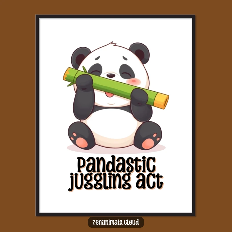 Free Printable Wall Art: Giggling Panda's Bamboo Balance - Funny Downloadable